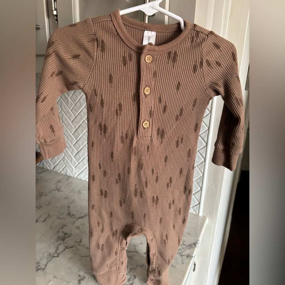 Brown Patterned Kids One Piece